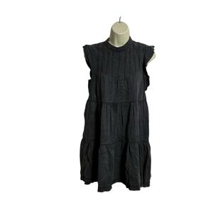 Anthropologie XSP Jenee Tiered Tunic Dress Washed Black